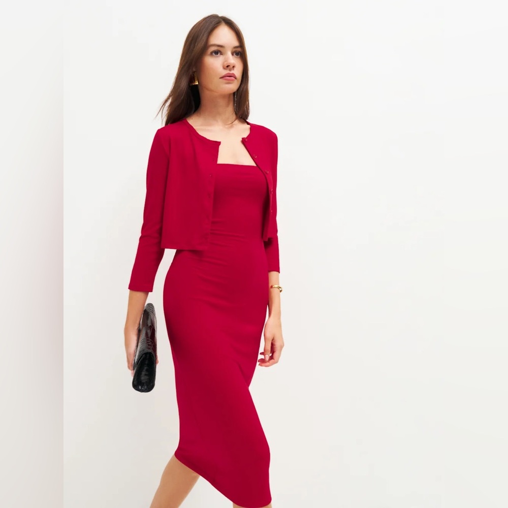 Reformation Galactic Knit Two Piece Cherry - Size M